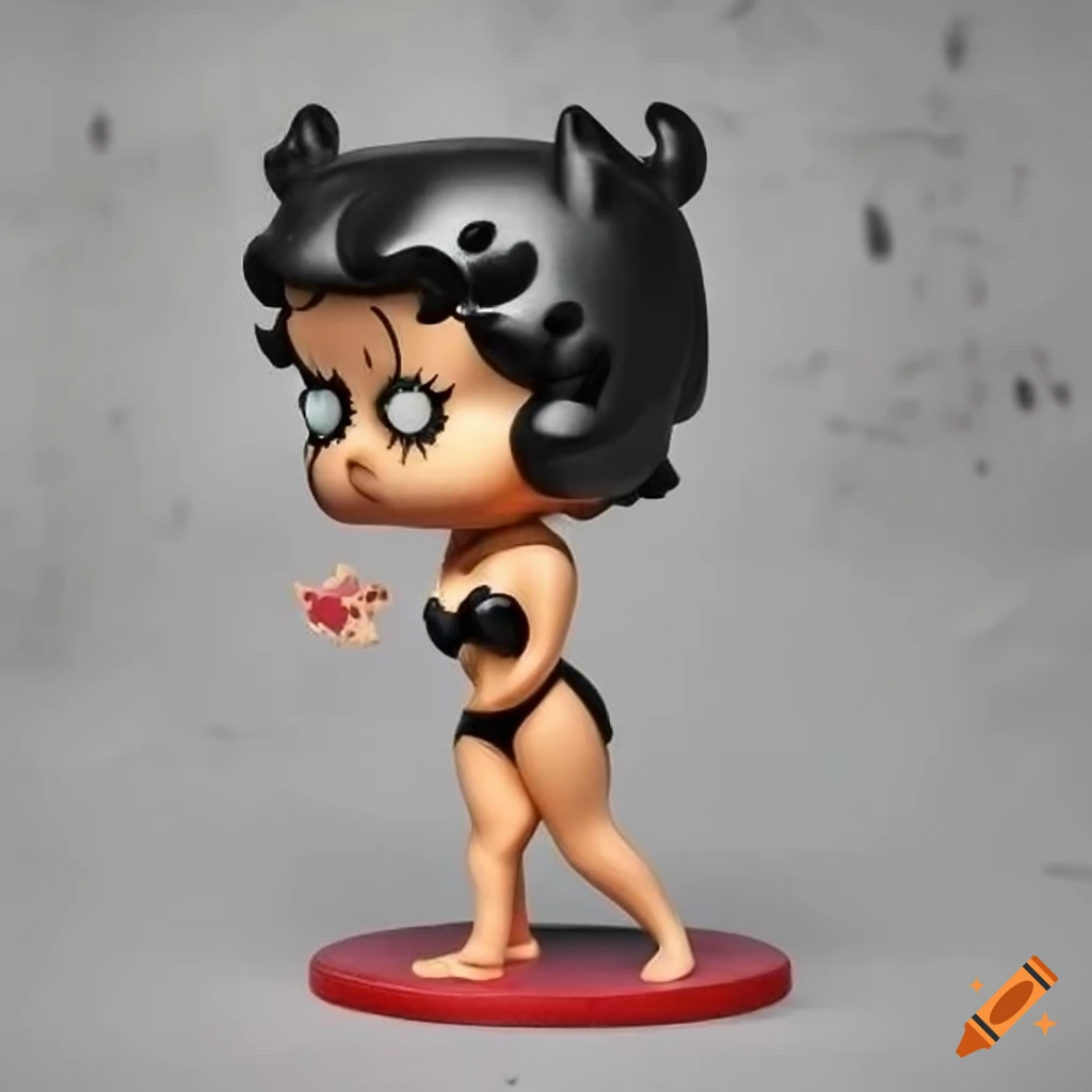 Funko pop art figurine of Mafalda dressed as Betty Boop on concrete background