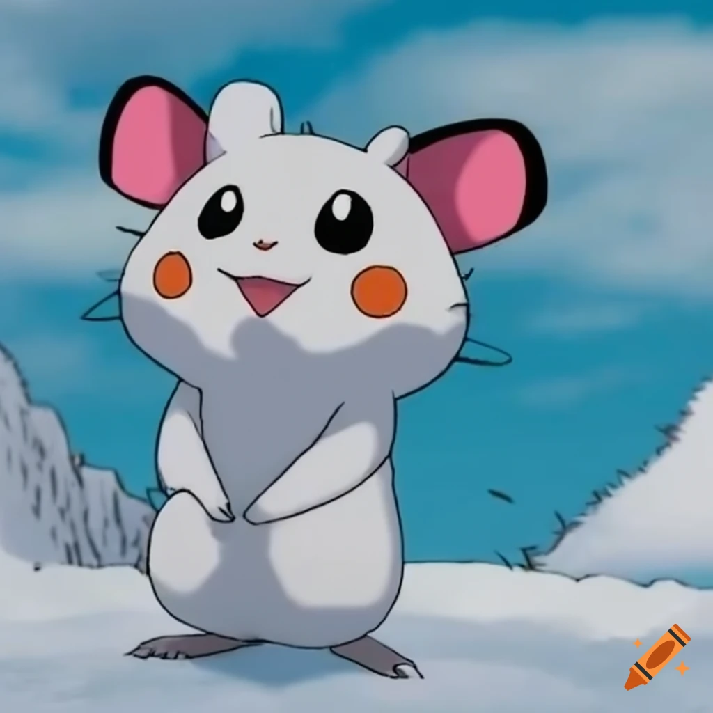 Cute snowmouse Pokémon standing upright