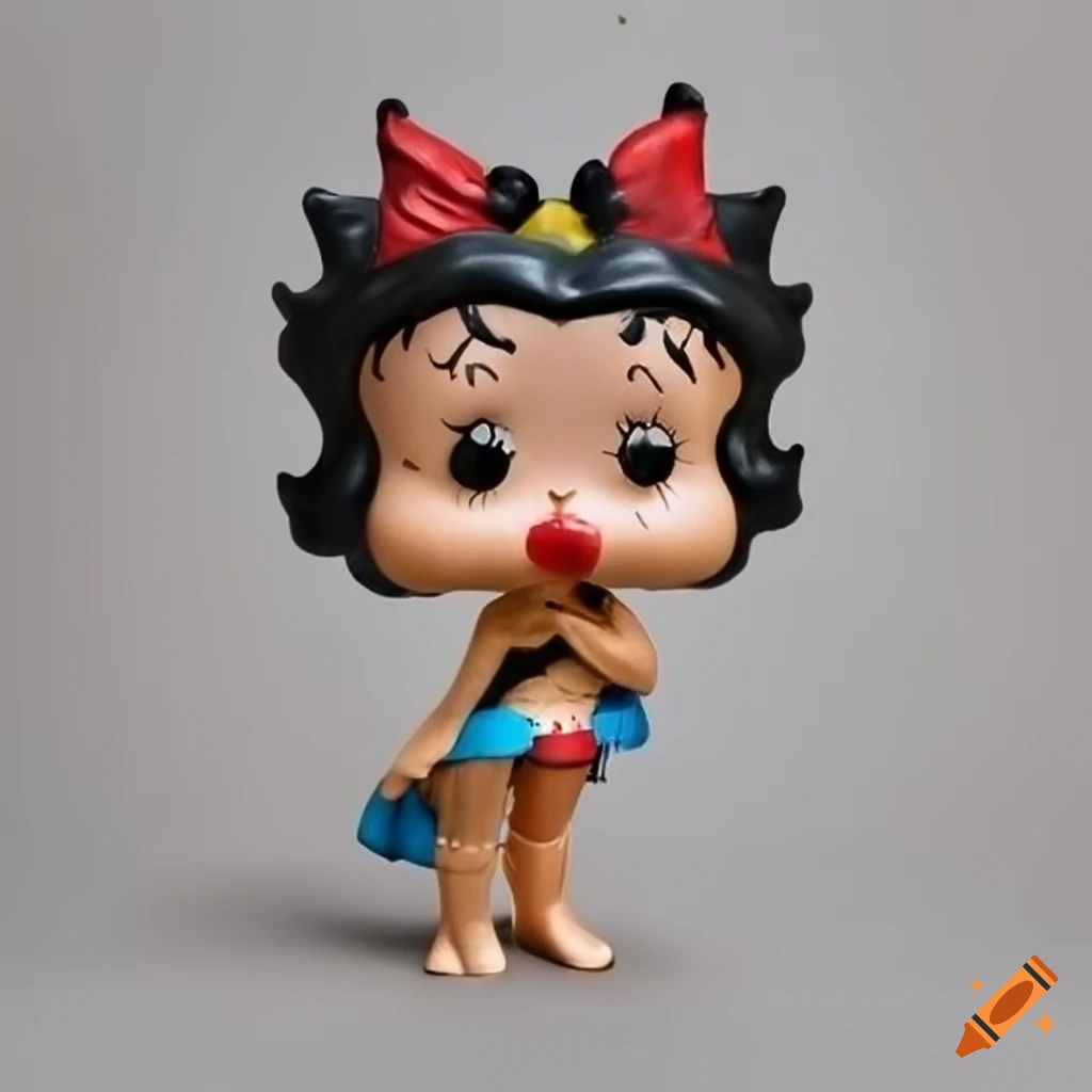 Funko pop art figurine of Mafalda dressed as Betty Boop on concrete background