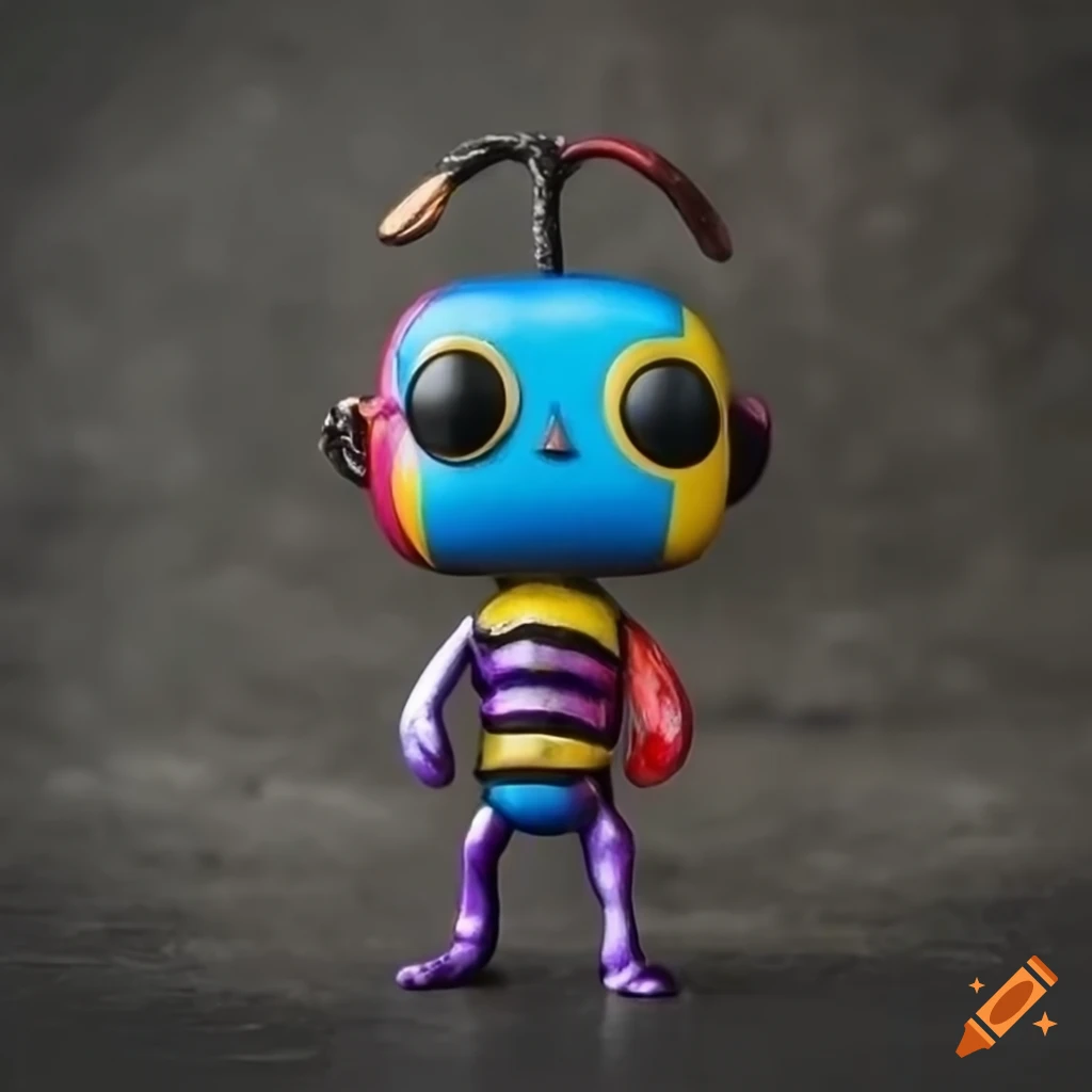 Cute Bee Wasp male Funko pop figurine on concrete background