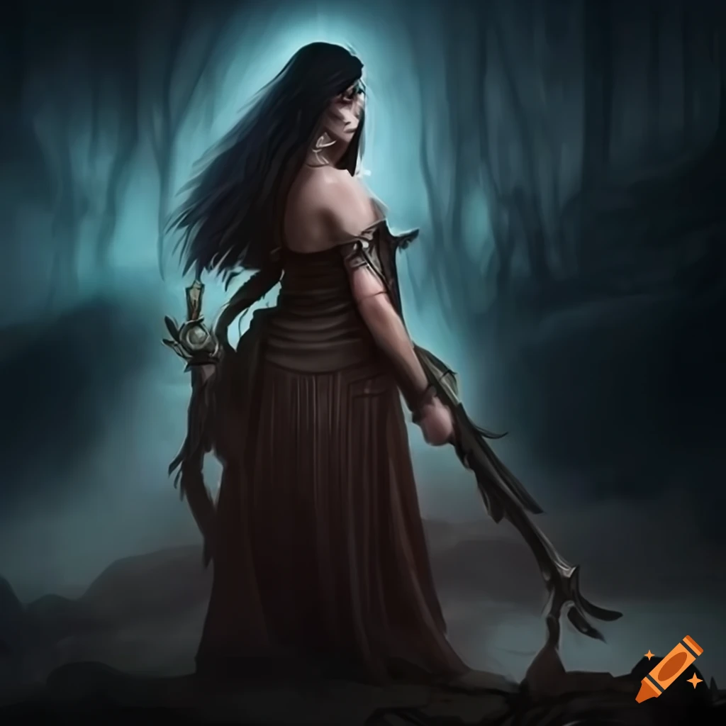 Mysterious woman warrior wanderer
