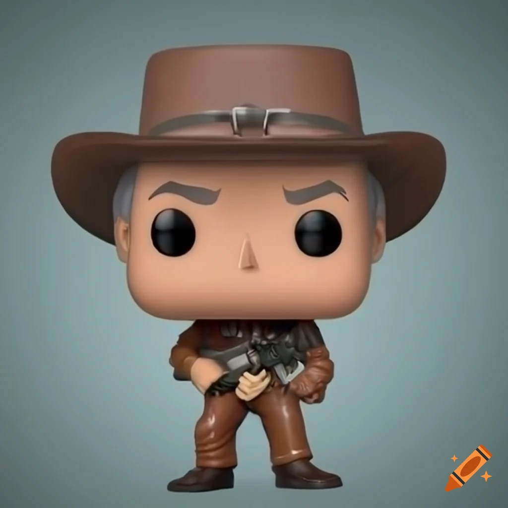 Funko Pop figure of Clint Eastwood riding in a western movie scene