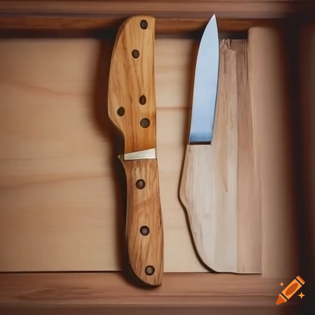 Wooden and kitchen knives in a drawer