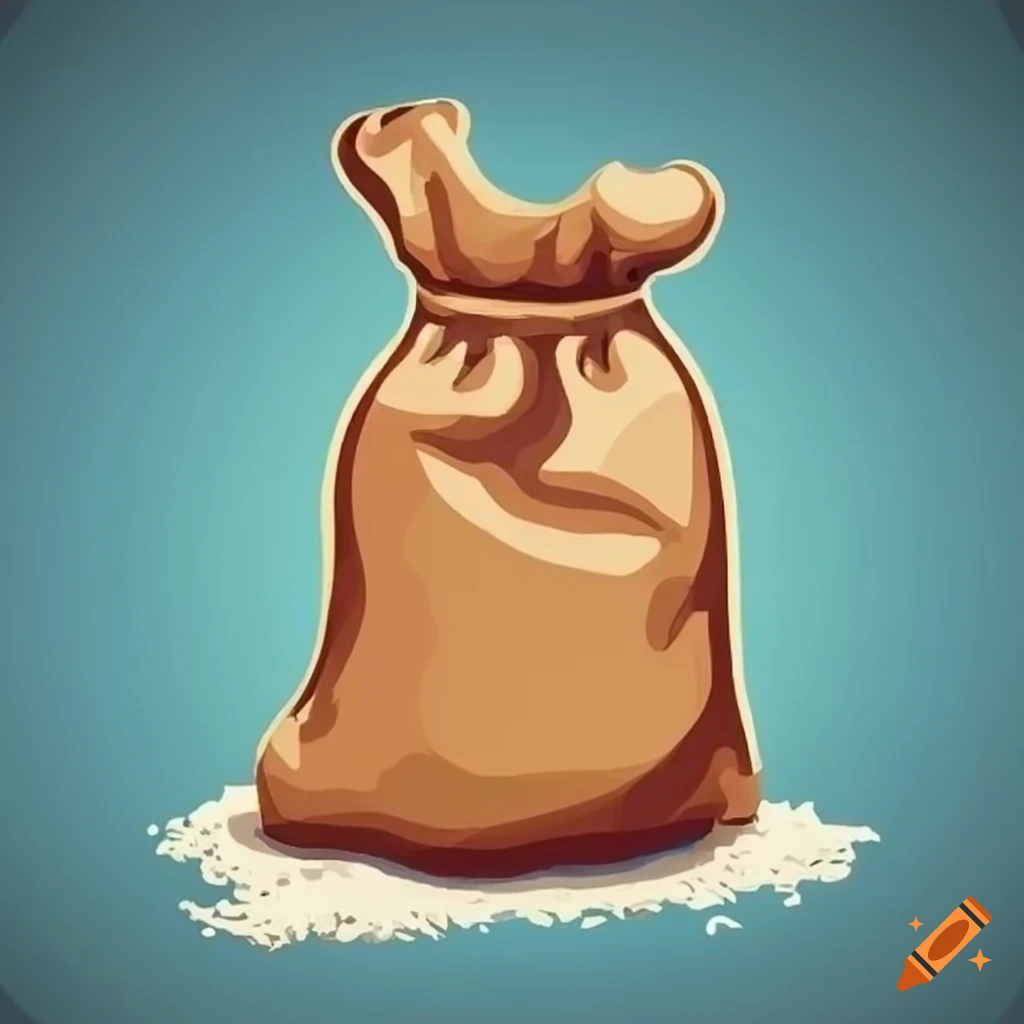 Cartoon grocery store bag of flour