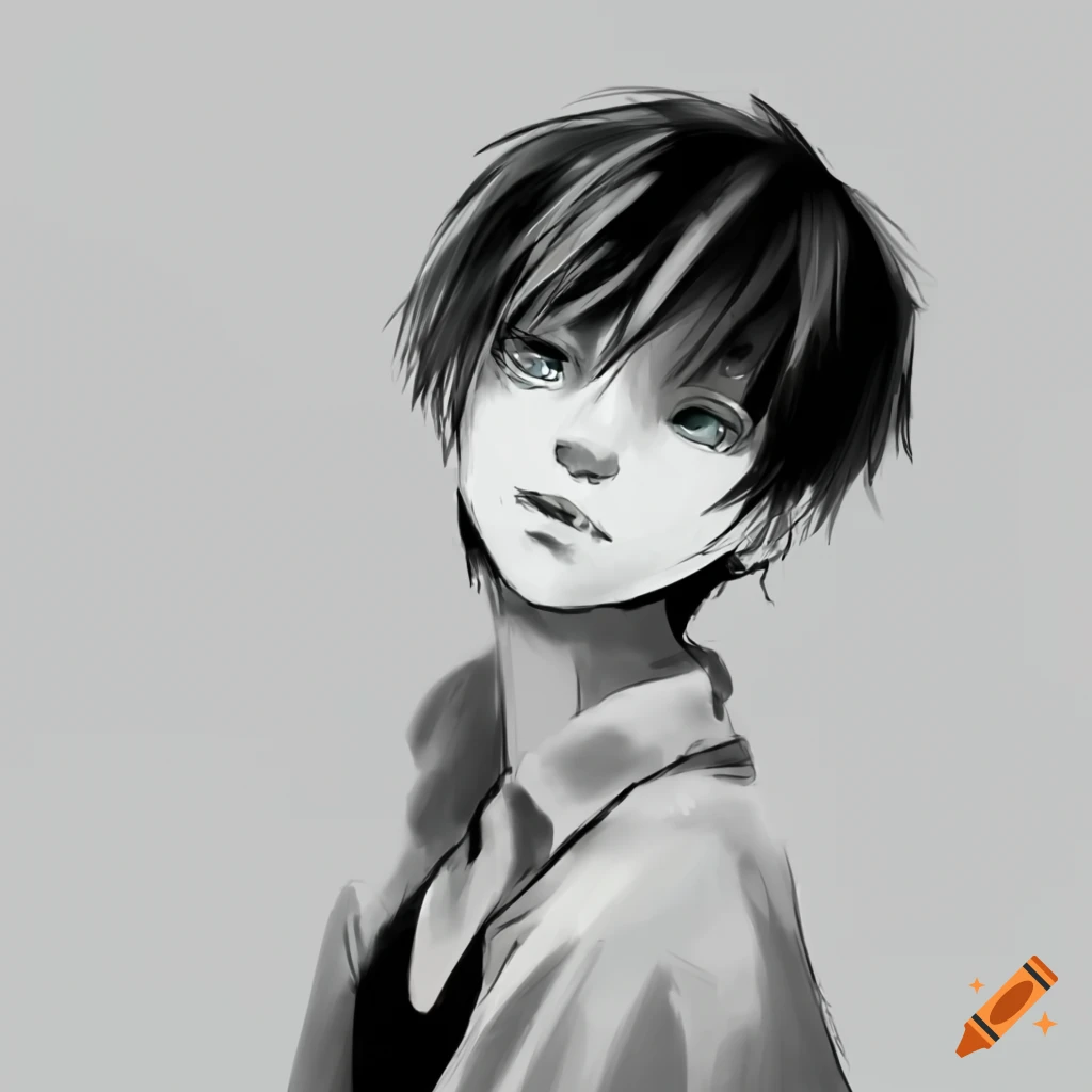 Anime boy in gray attire