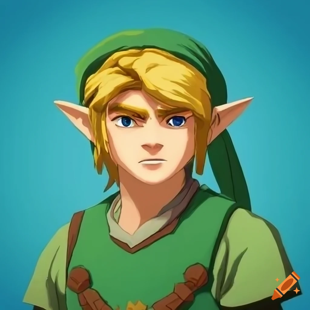 Portrait of Link in Studio Ghibli style