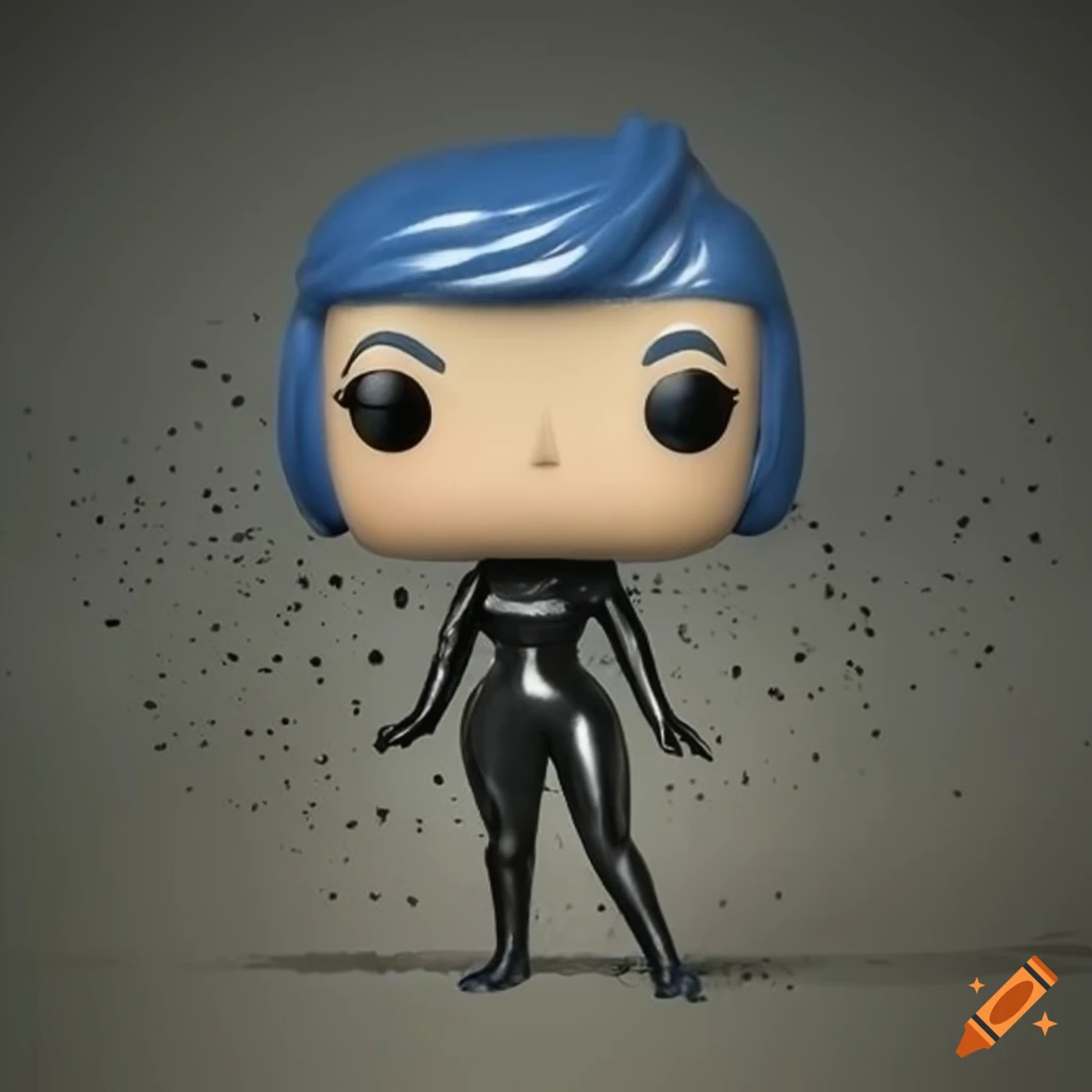 Funko pop humanoid female figurine in lime navy latex outfit