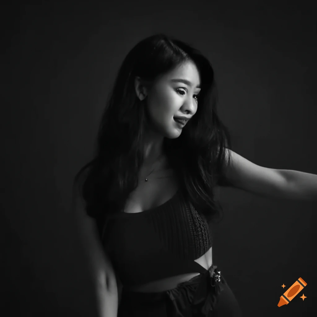 Pretty Asian woman having fun at a party with friends