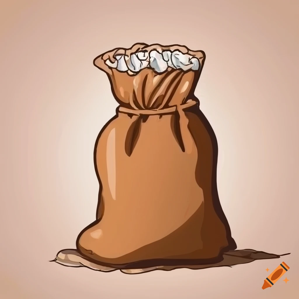 Cartoon-style bag of flour in a grocery store setting