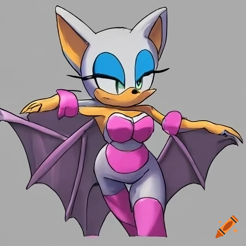 Rouge the Bat full-length portrait in official Pokémon art by Ken Sugimori