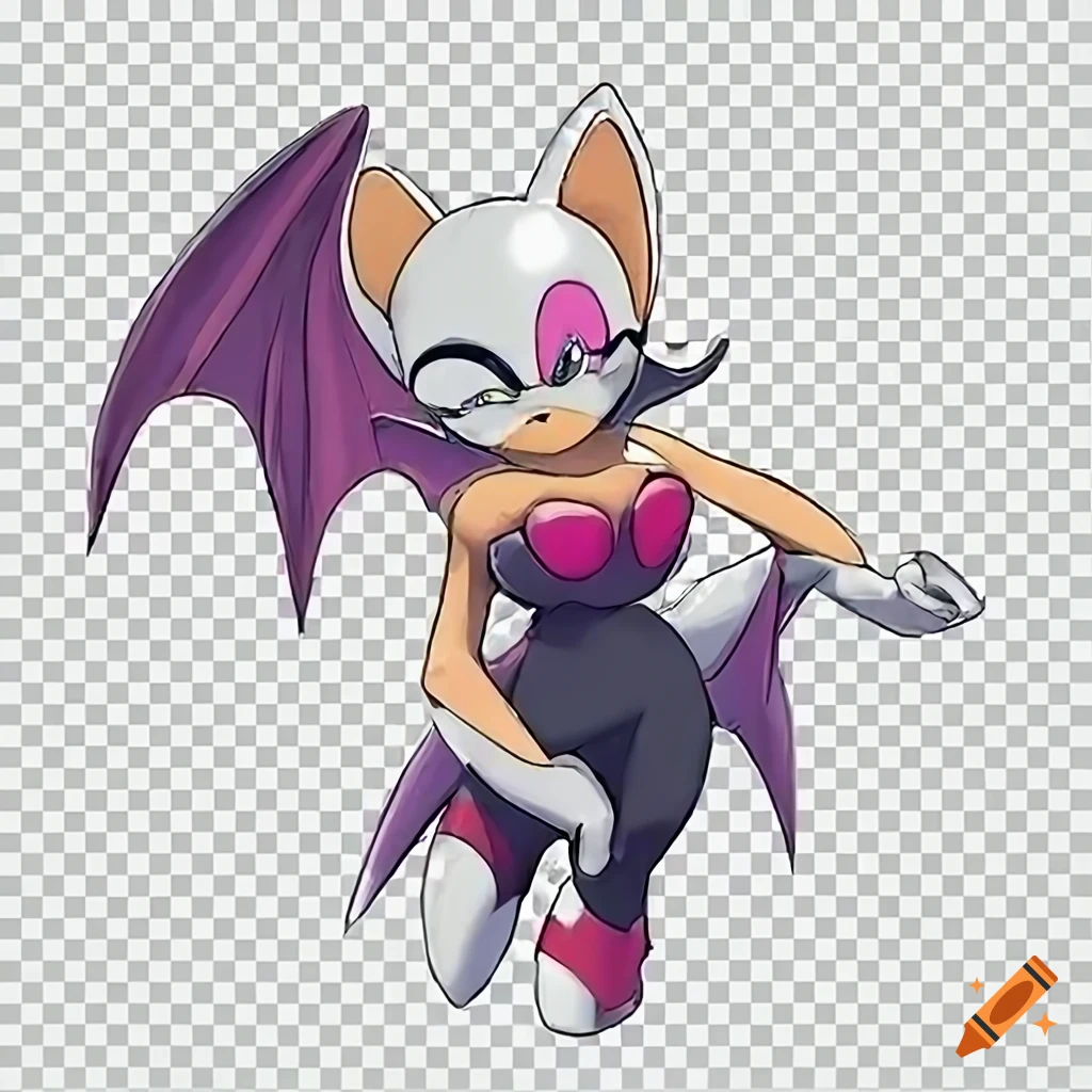 Rouge the Bat full-length portrait in official Pokémon art by Ken Sugimori
