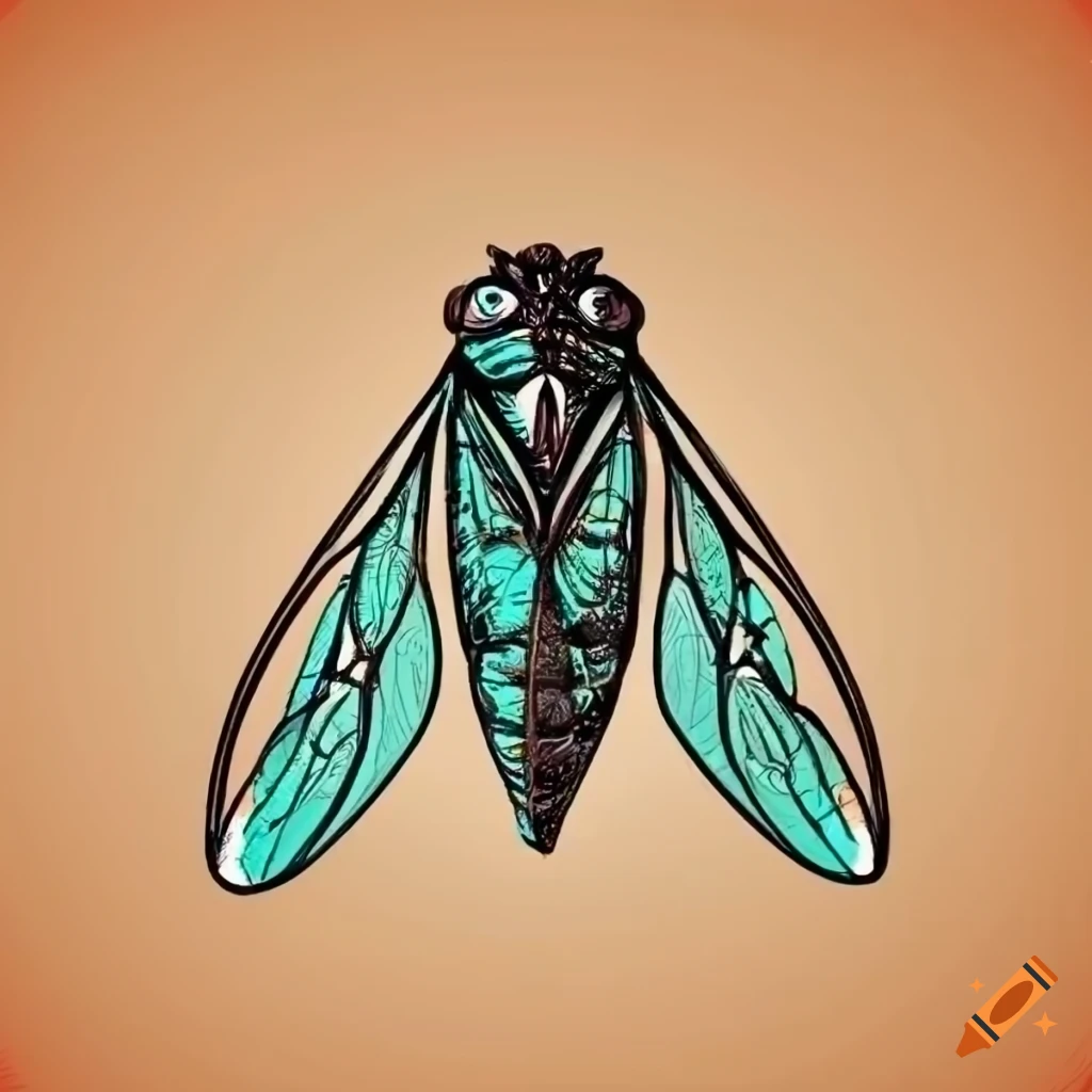 Elegant cicada doodle advertising logo