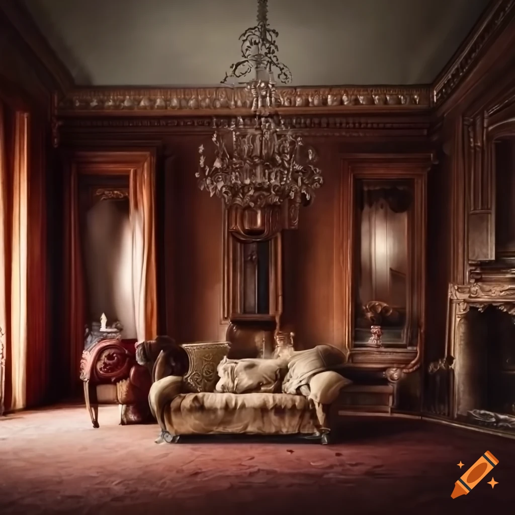 Interior of an old 19th-century mansion living room on Craiyon