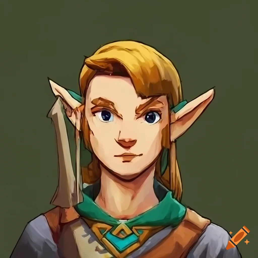 Portrait of Link in Studio Ghibli style