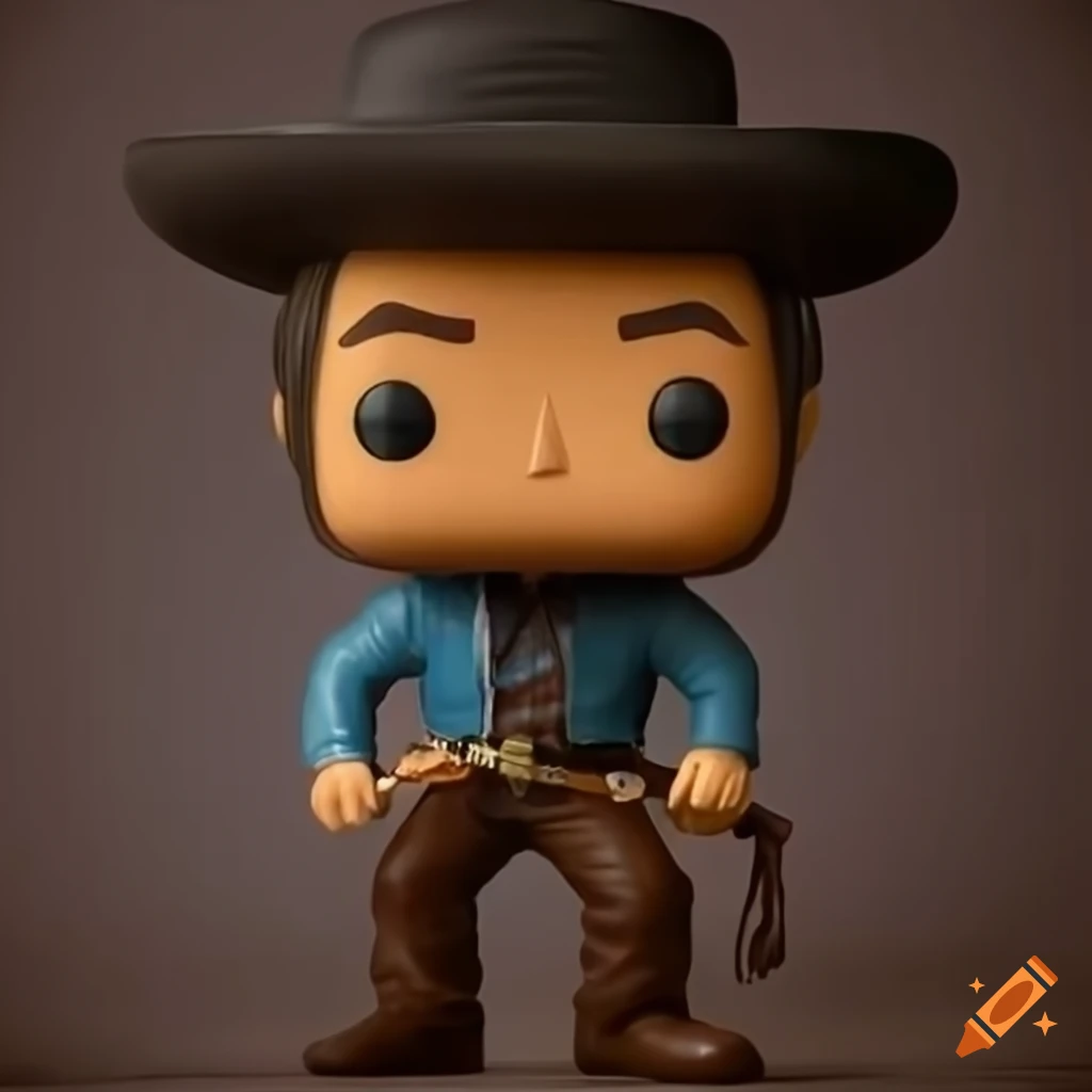 Funko Pop figure of Clint Eastwood riding in a western movie scene