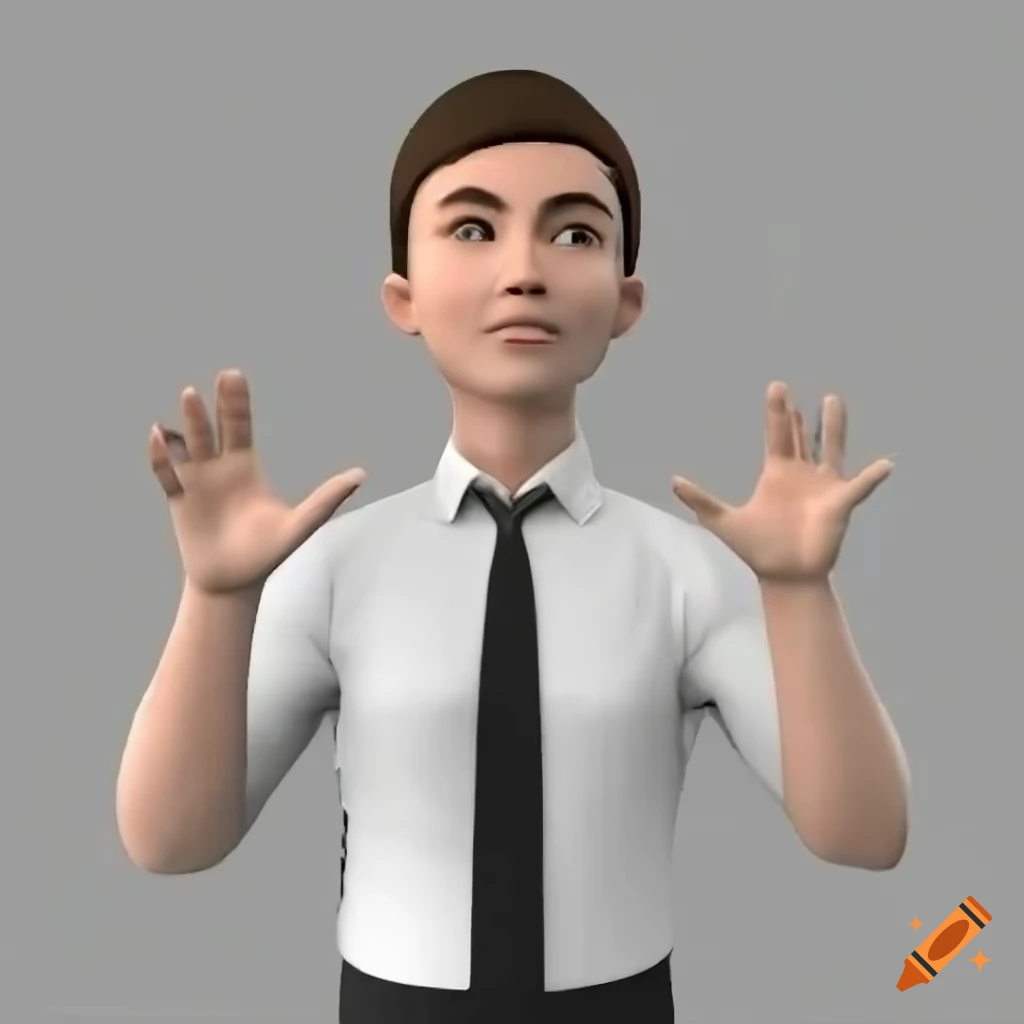 Caucasian office man speaking in modern 3d game shading style on Craiyon