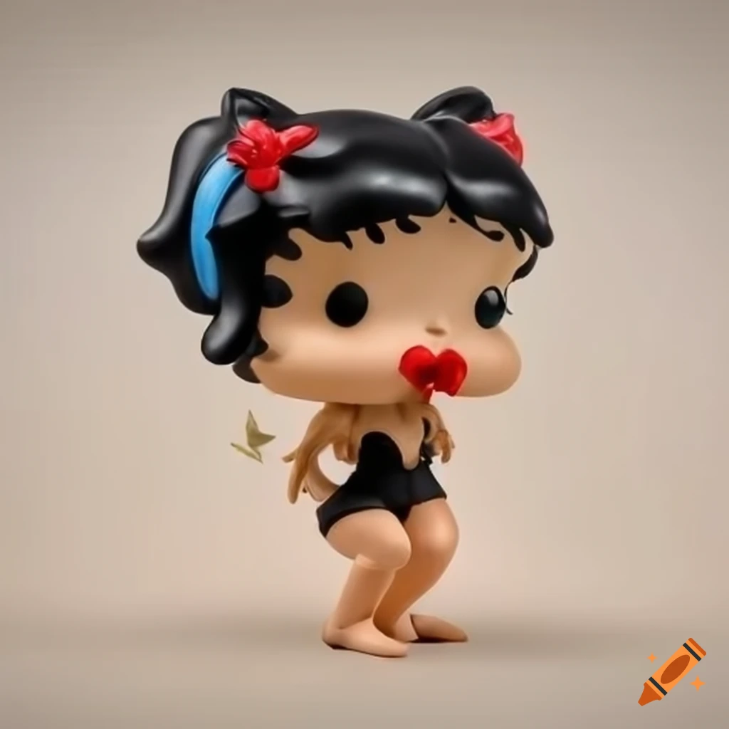 Funko pop figure of Mafalda dressed as Betty Boop on a beach