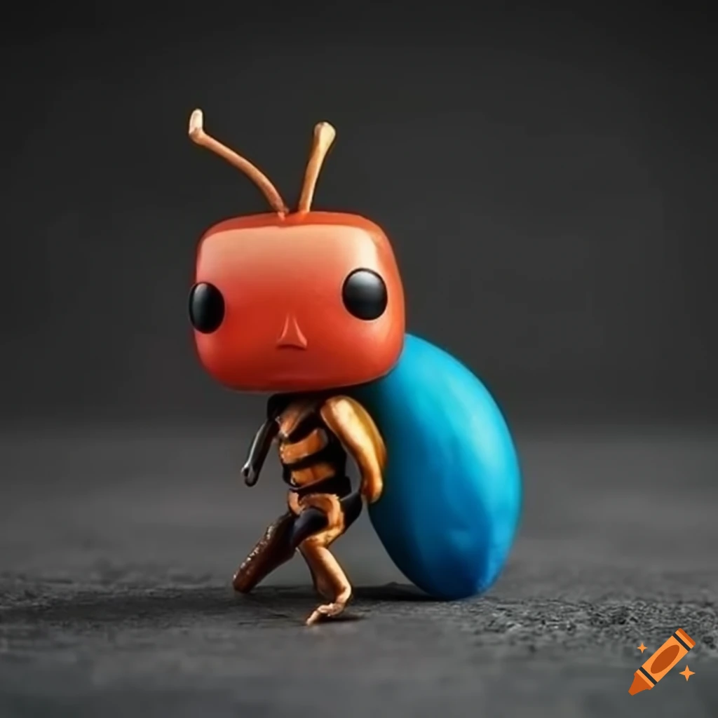 Cute bee wasp Funko pop figurine on concrete background