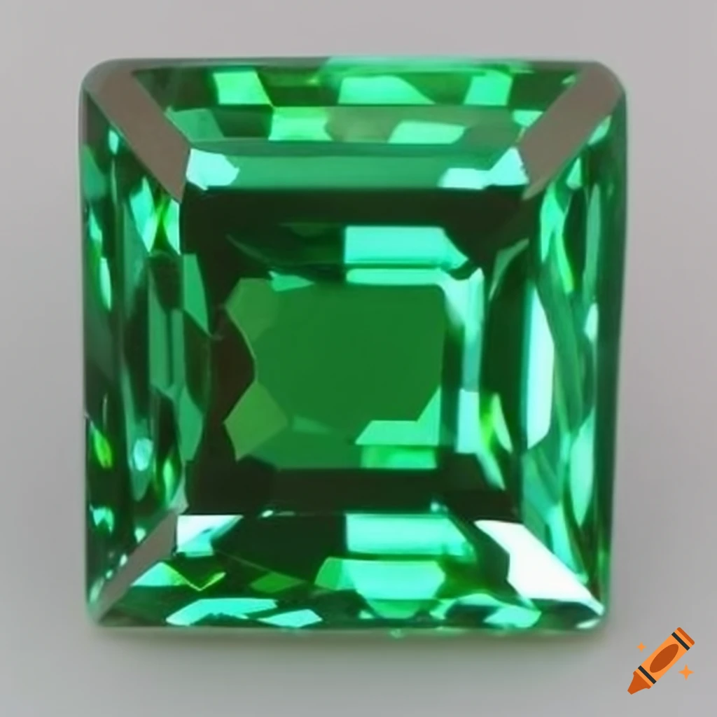 Bright green square gemstone