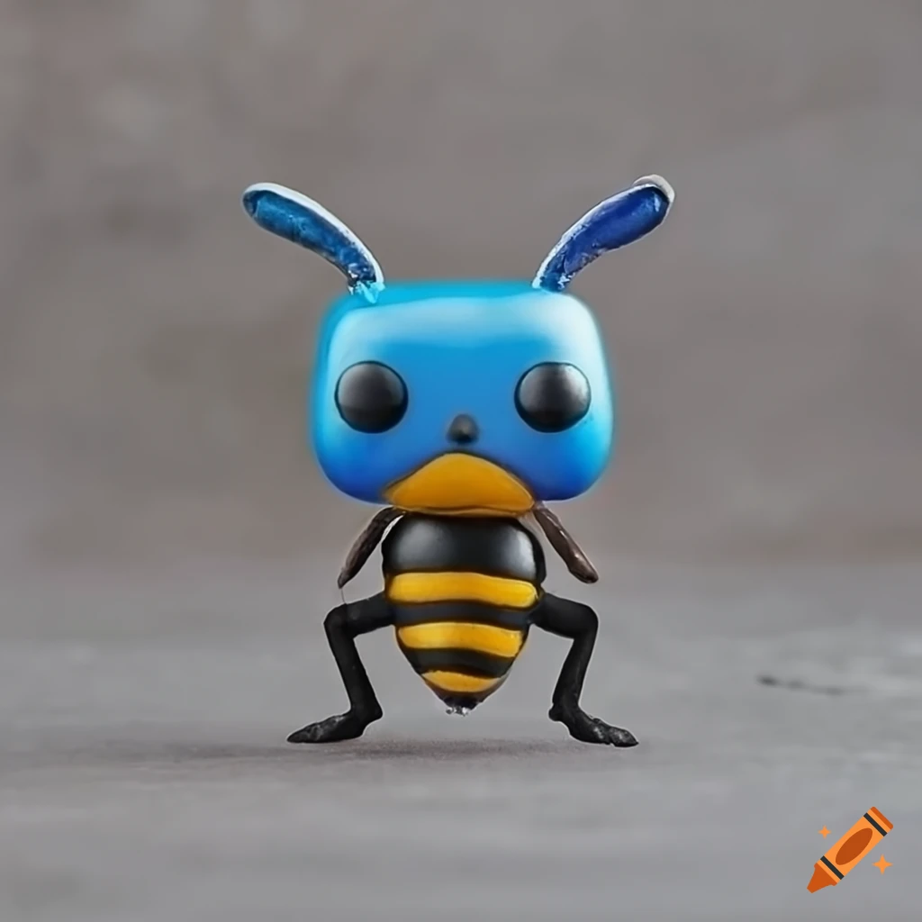 Cute Bee Wasp male Funko pop figurine on concrete background