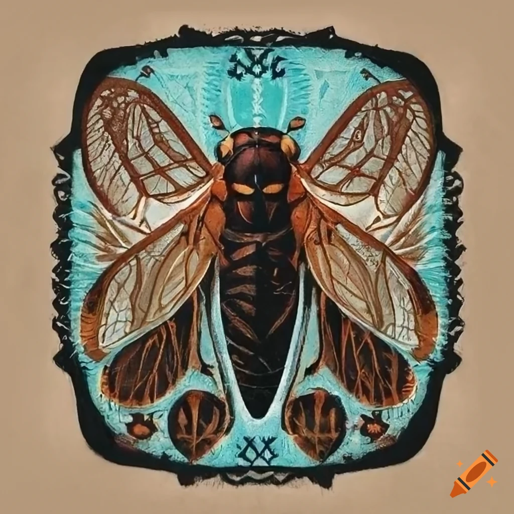 Sioux Indian blanket with a large cicada design at the center