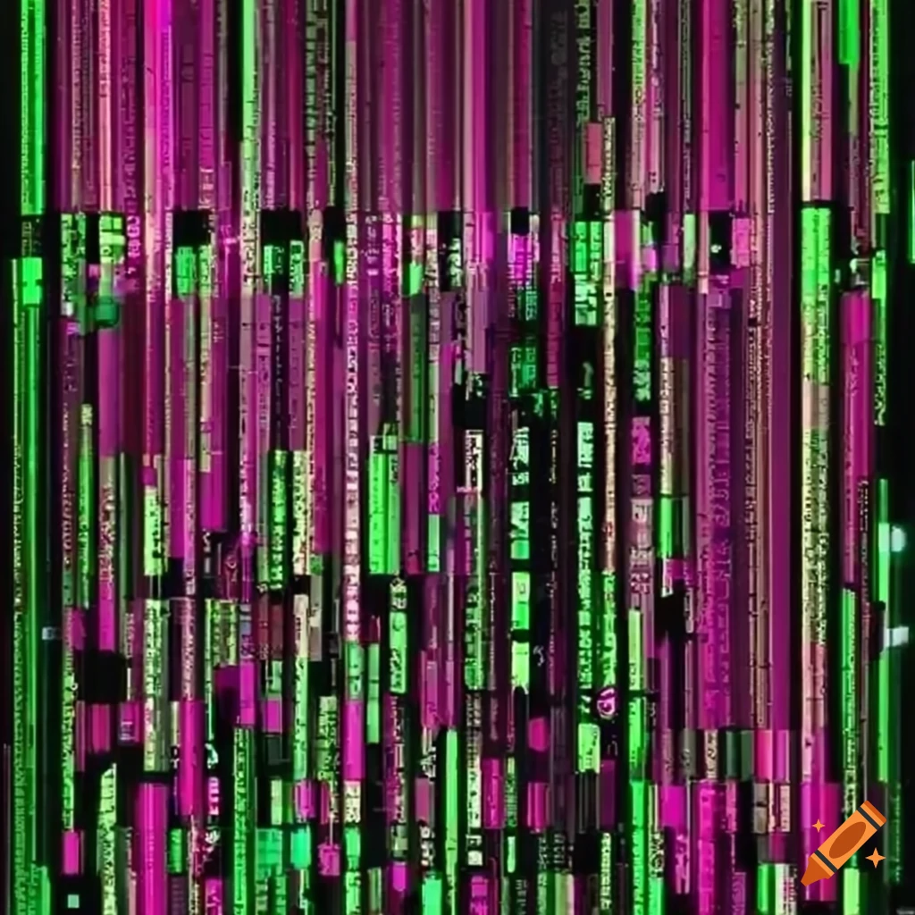 Matrix code overlay on computers on Craiyon
