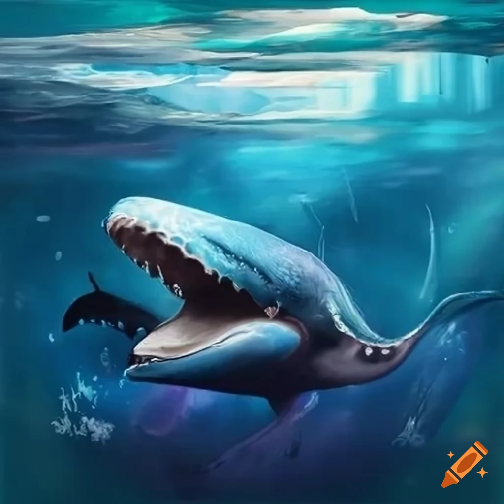 Stunning beautiful whale in a floating canvas wrap