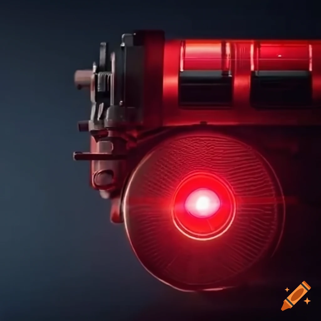 Motion Sensor Red Color Red laser sensor detecting motion on a train signal system on Craiyon