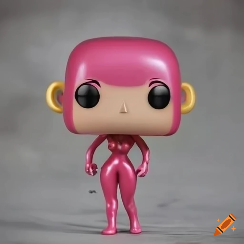 Funko Pop humanoid female figurine in yellow and pink latex outfit