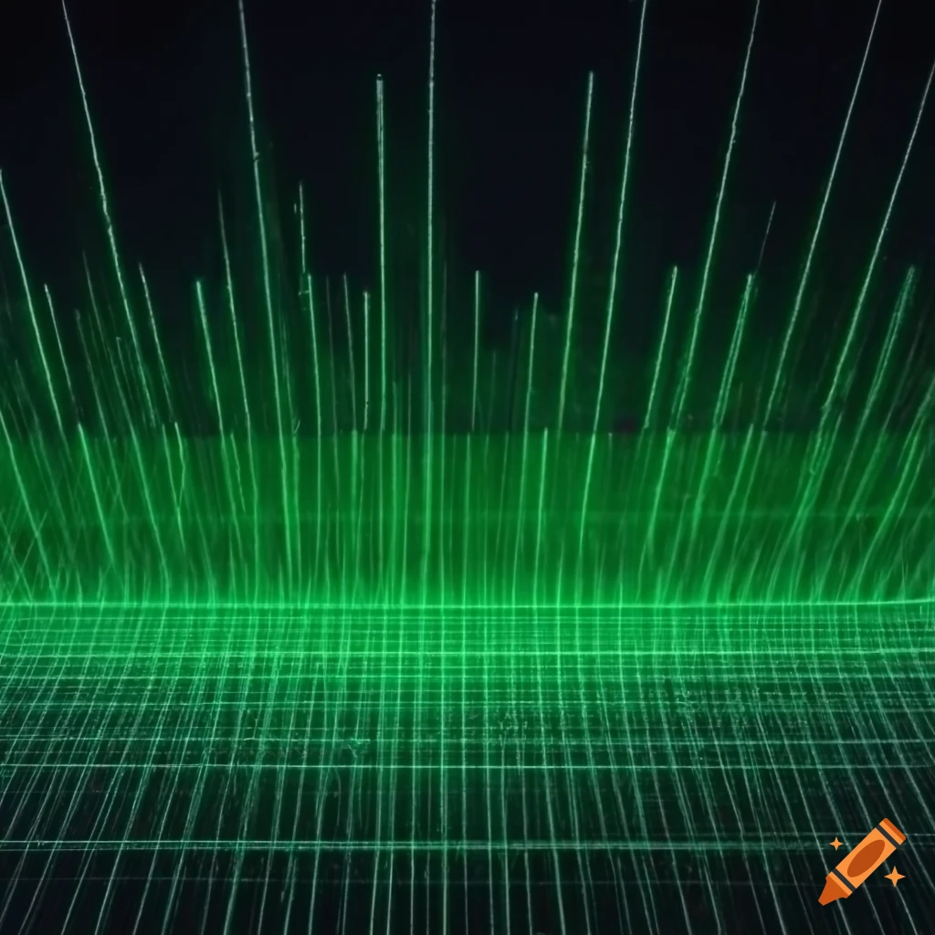 Intricate line graph transitioning from red to green on dark background