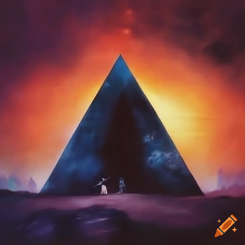 Pink Floyd prism on a timeline with 'CARNET DE CAMP' written, symbols representing different historical eras