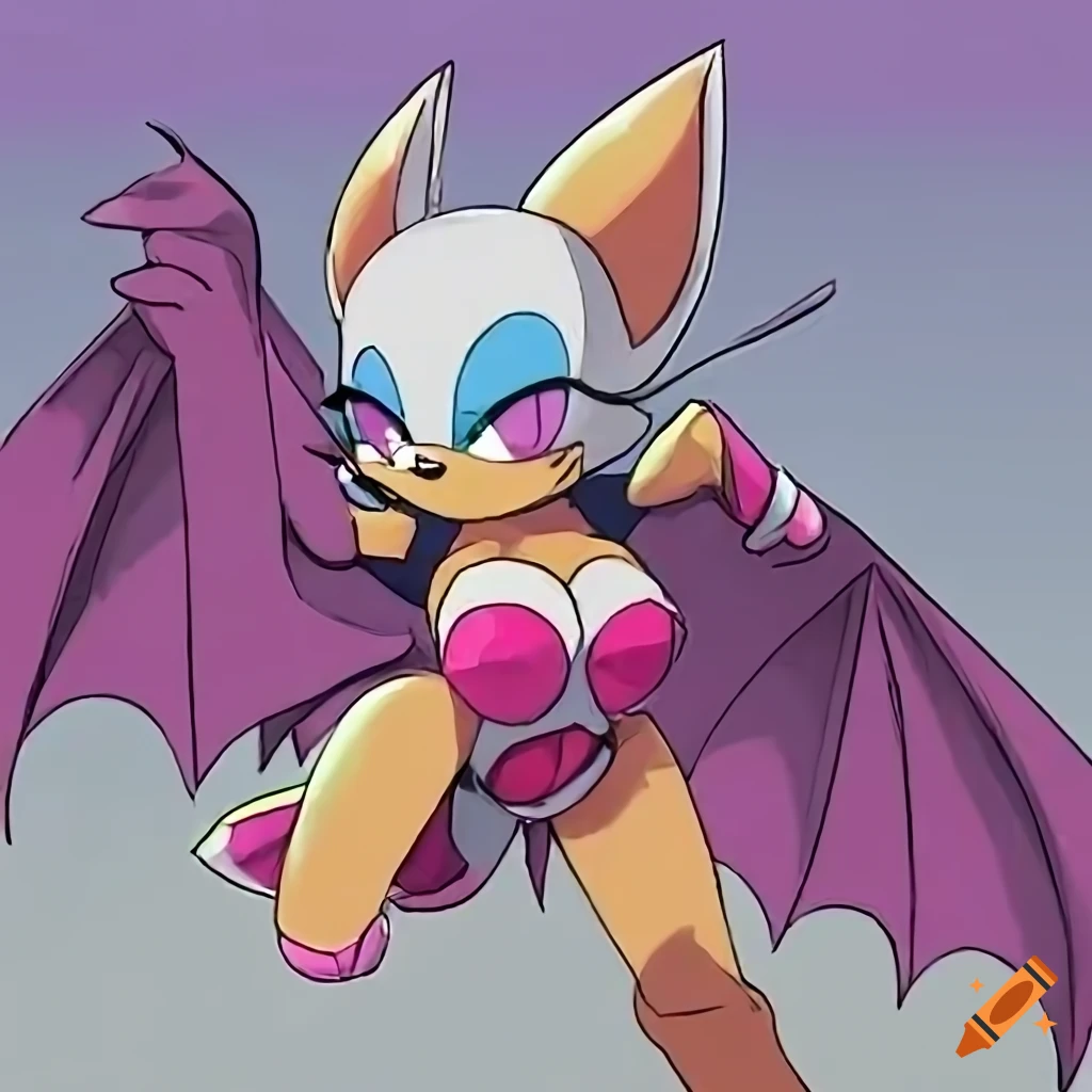 Rouge the Bat full-length portrait in official Pokémon art by Ken Sugimori
