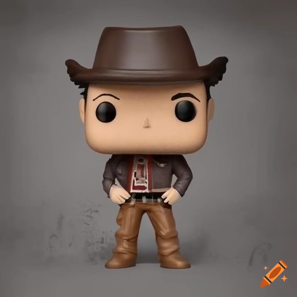 Humanoid male Rowdy Yates Funko Pop figurine from Rawhide series on concrete background