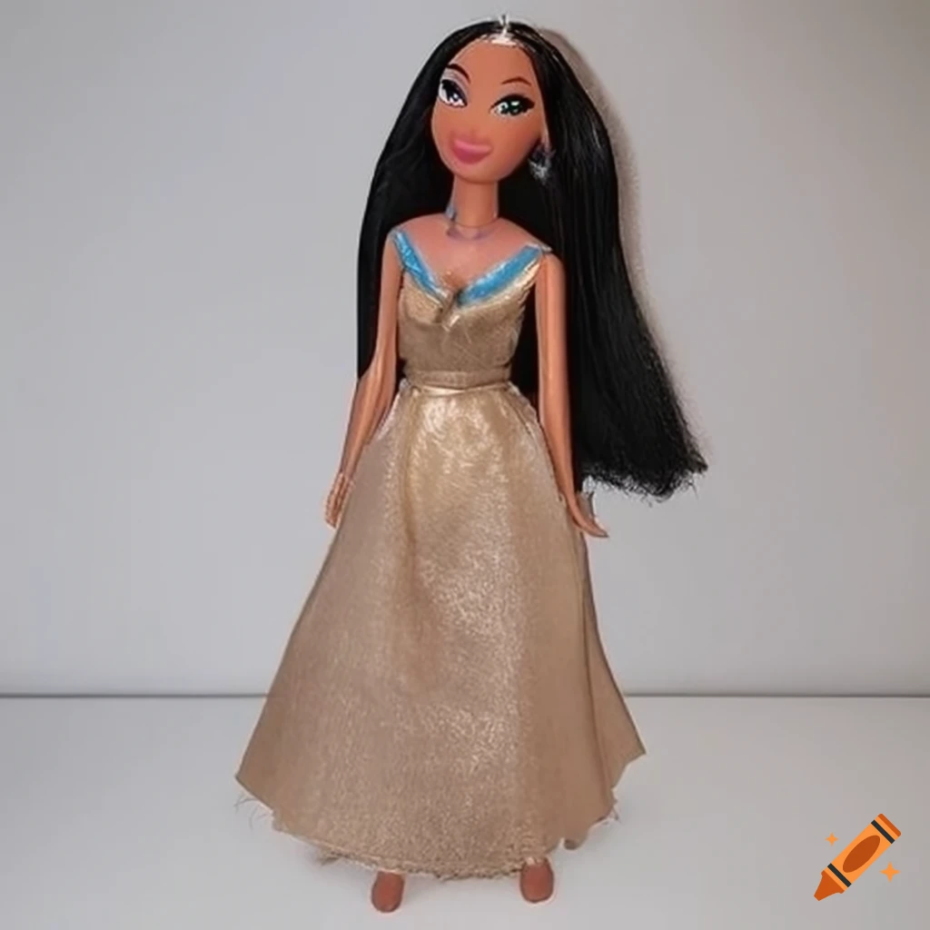 Princess Pocahontas baddie doll in a beige dress