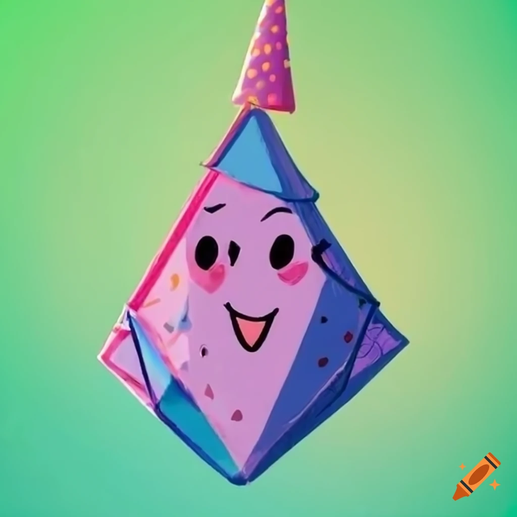 Happy rhombus wearing a birthday hat