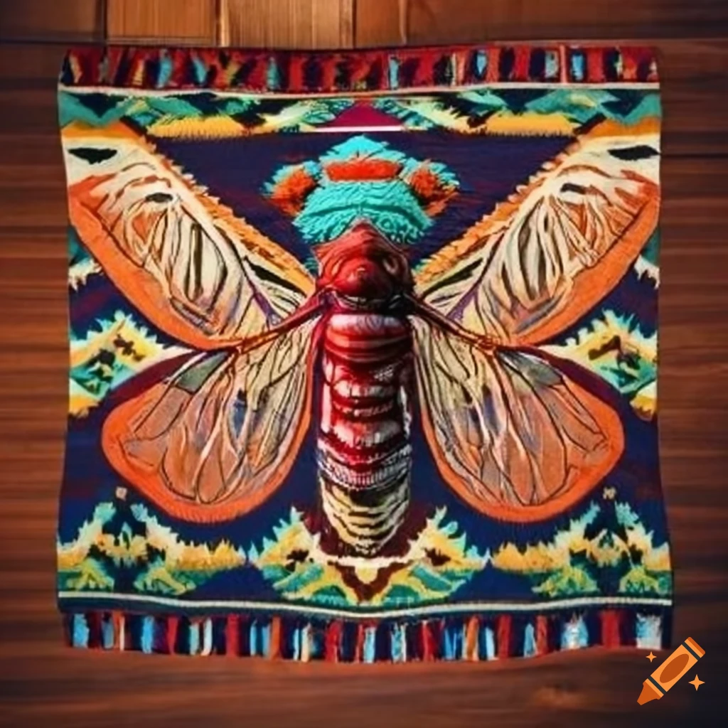 Cherokee Blanket With Large Cicada Design On Craiyon