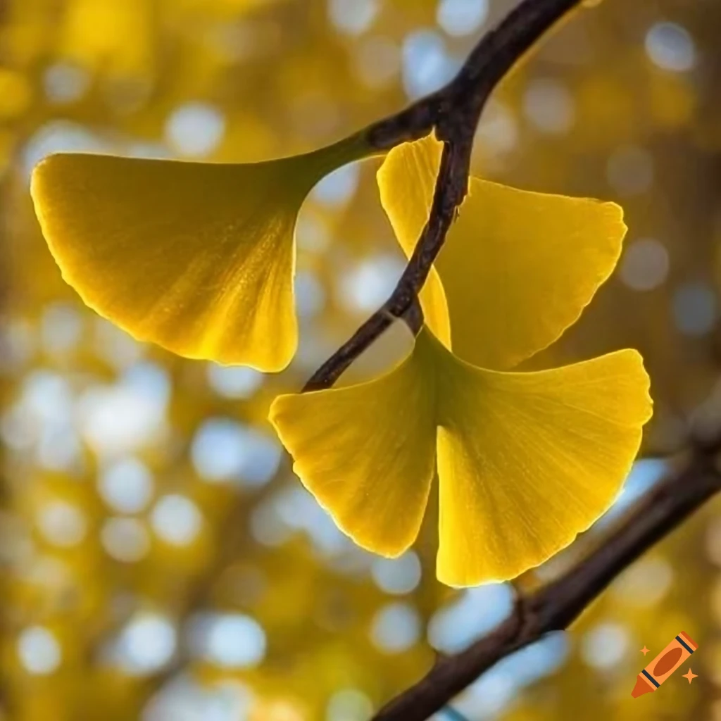 Yellow ginkgo biloba leaf