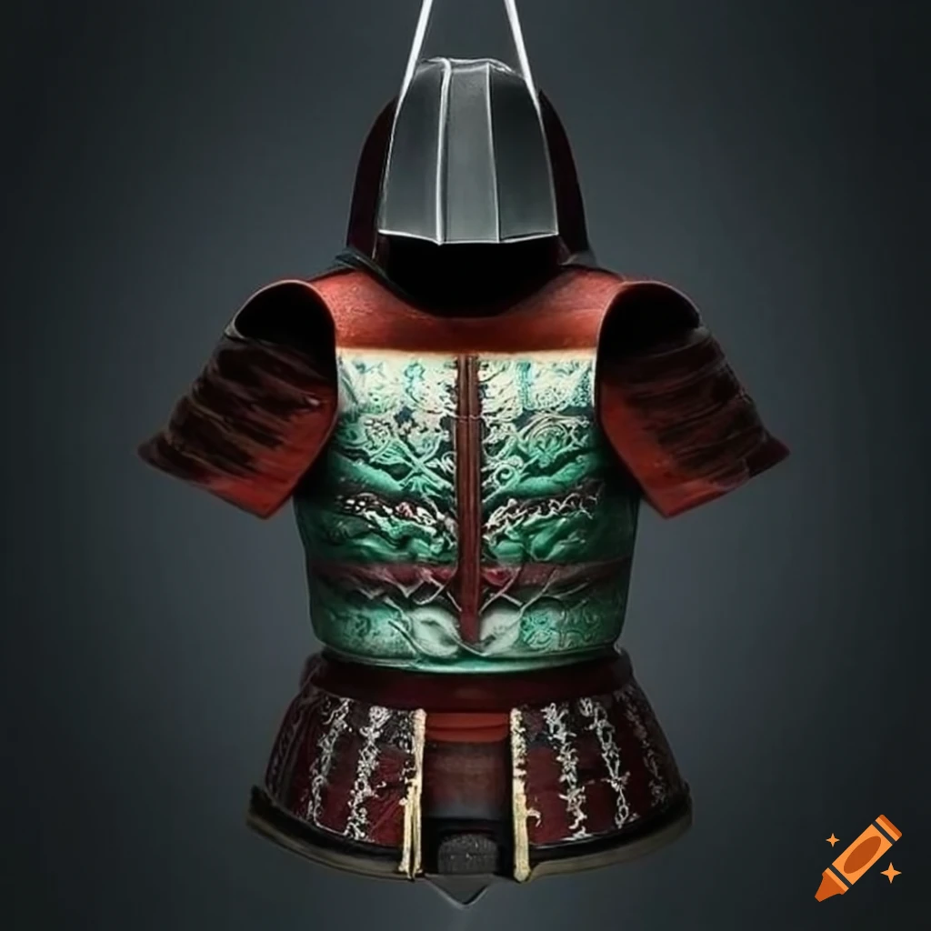 Japanese style magical cuirass with front view and vertical symmetry