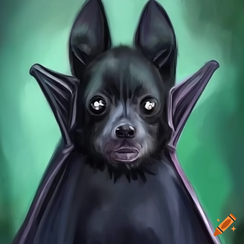 Cute fruit bat with a black dog's head