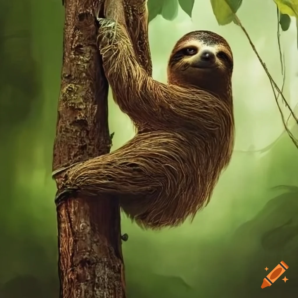Sloth in amazonia on a tree by ingres on Craiyon Biology Diagrams