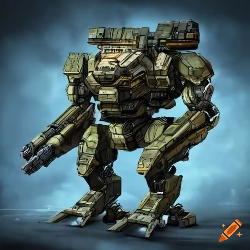 Heavy class mech with aircraft-style canopy and weapons