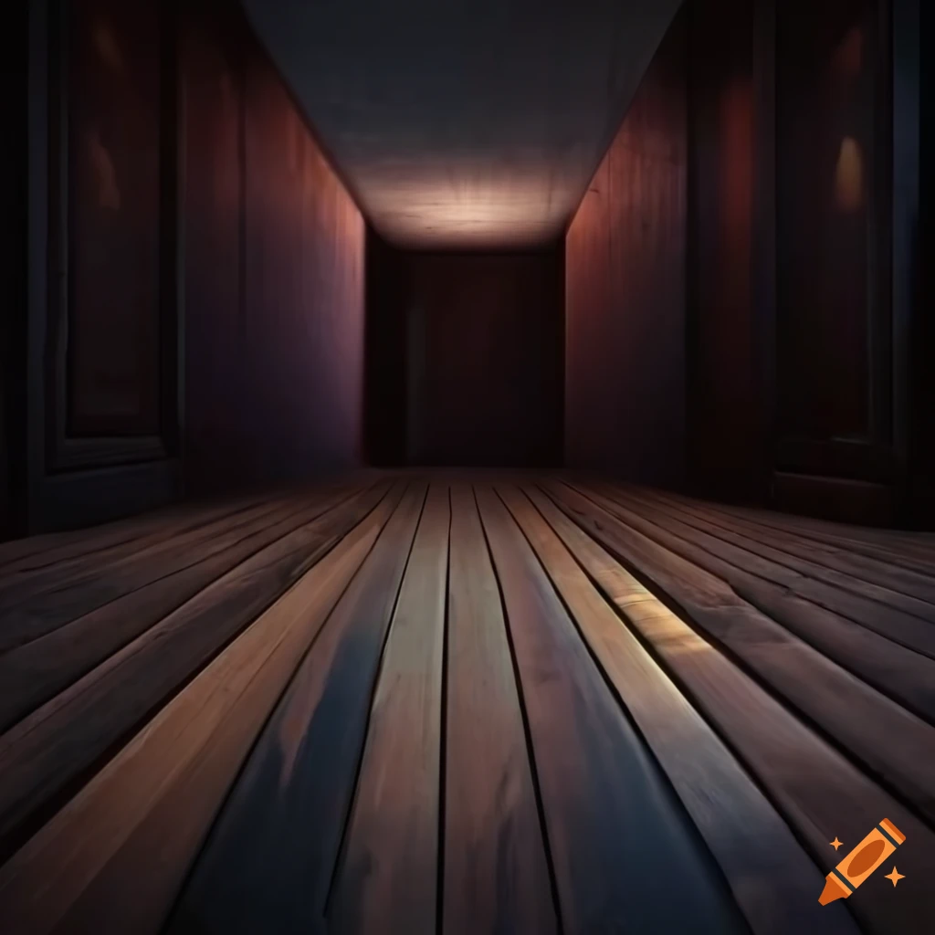 Dimly lit polished wood floor