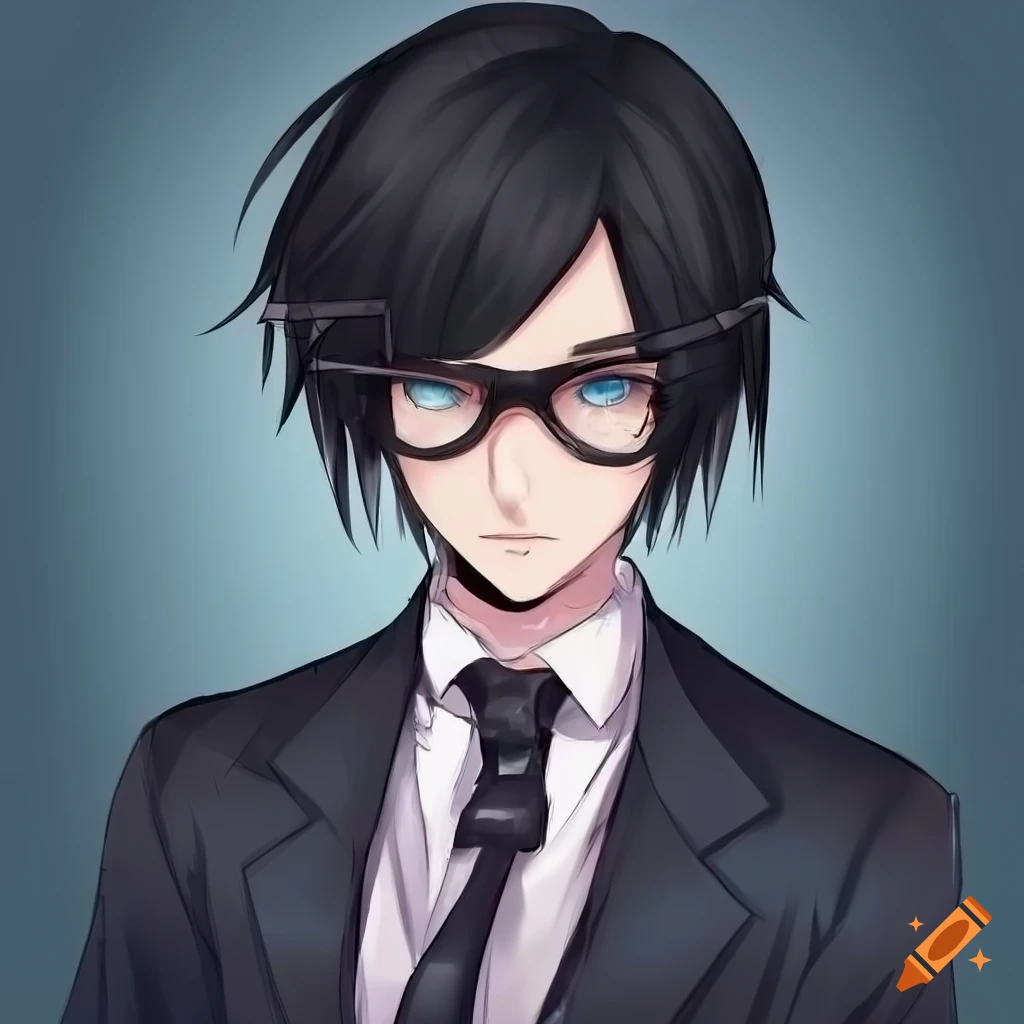 Nerdy and attractive 20-year-old male doing mathematical equations in anime style