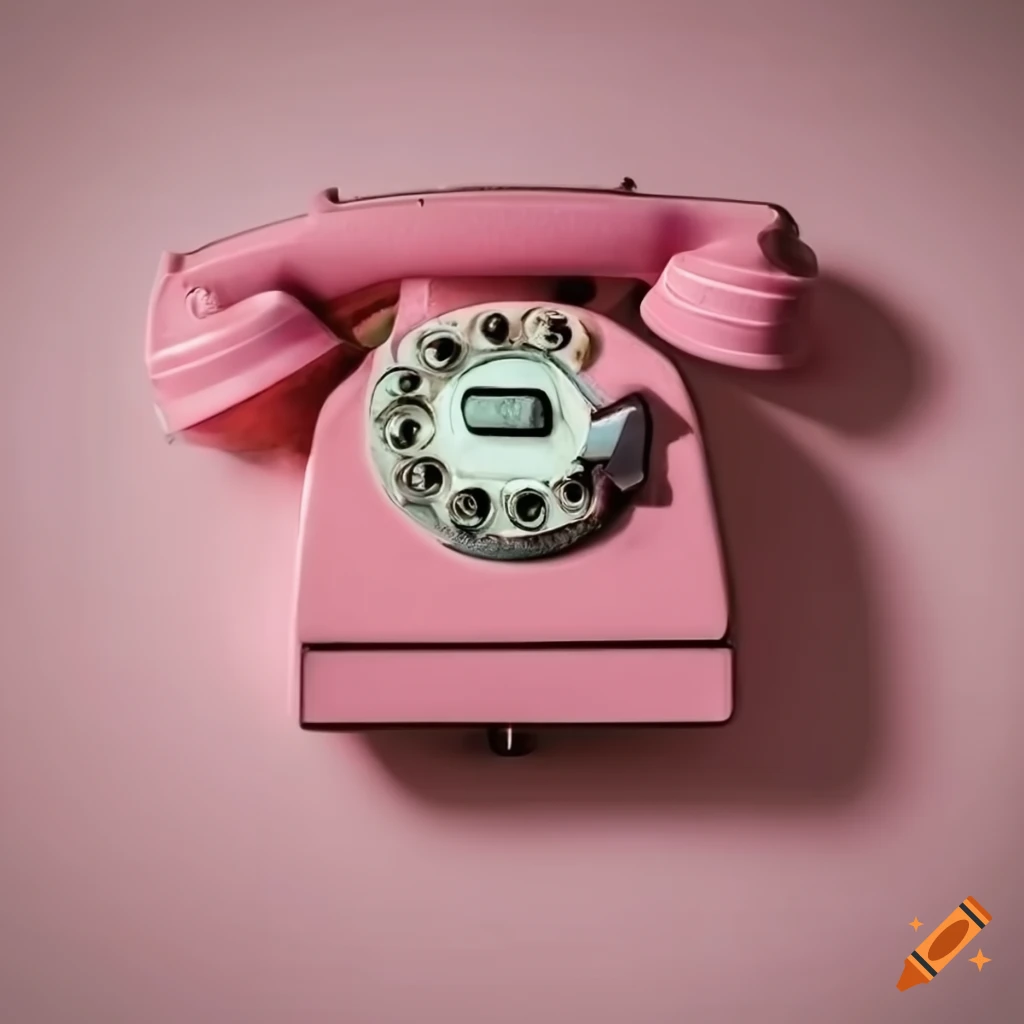 Old retro pink wall phone on Craiyon