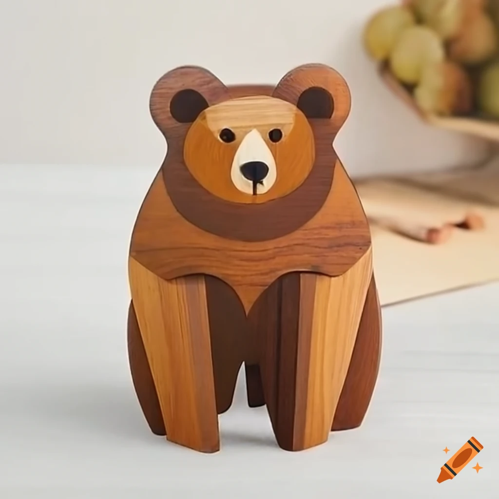 Wooden bear sculpture on Craiyon