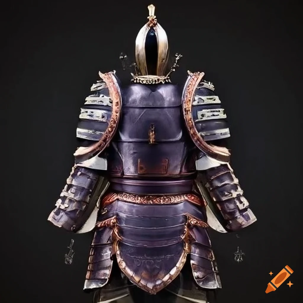 Adorned magical Japan style cuirass in a front view with vertical symmetry
