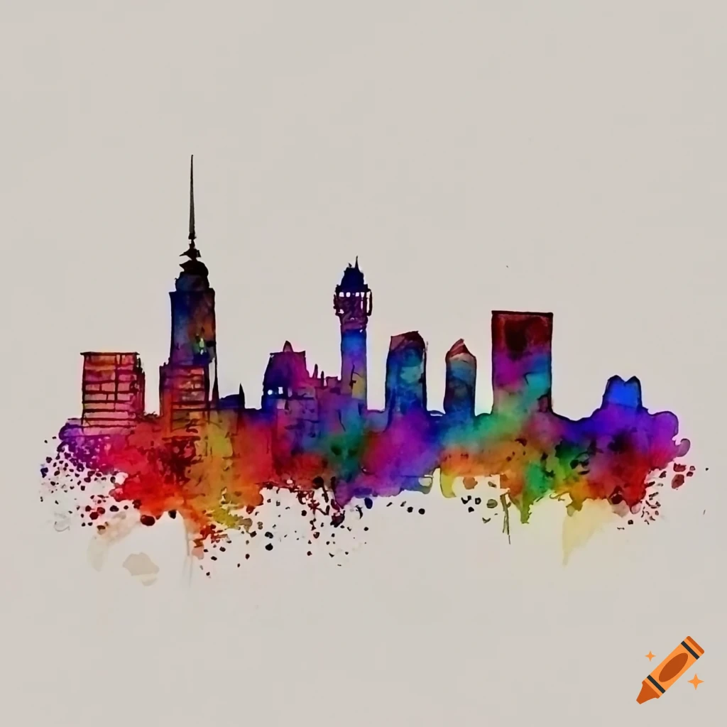 Cincinnati skyline in a simple line art style