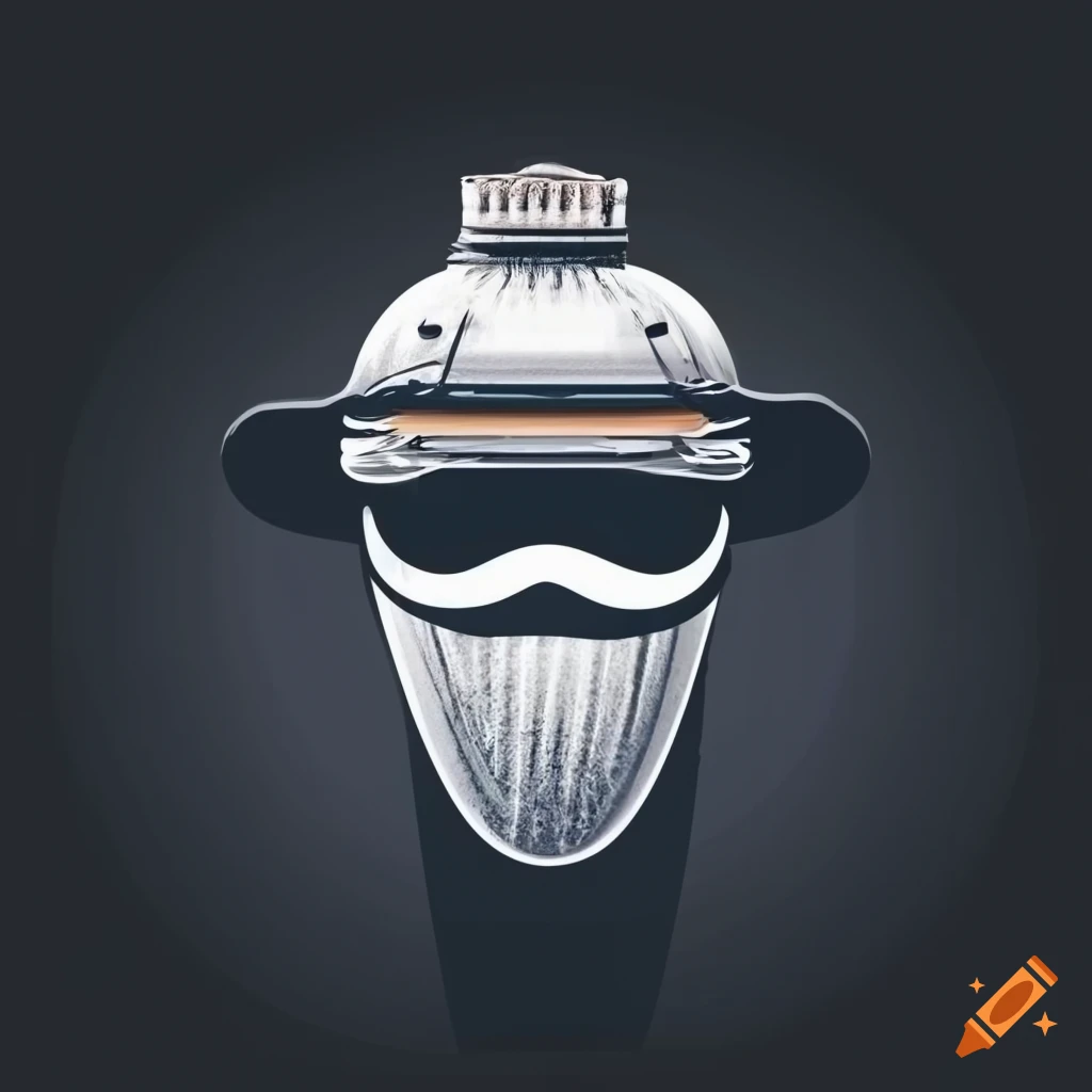 Stylish kamado barbecue grill logo with gray goatee