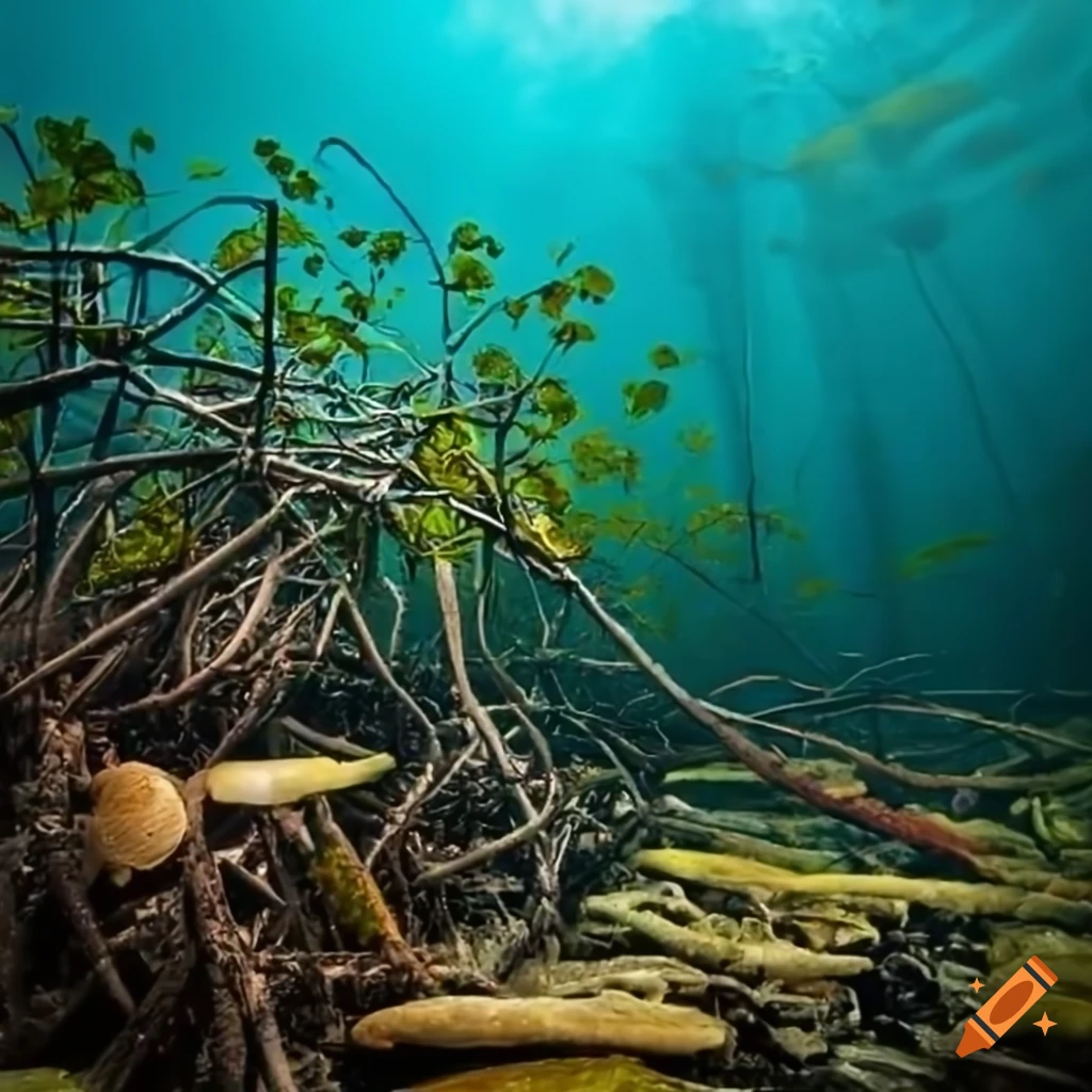Mangrove litter decomposition in a scientific photo