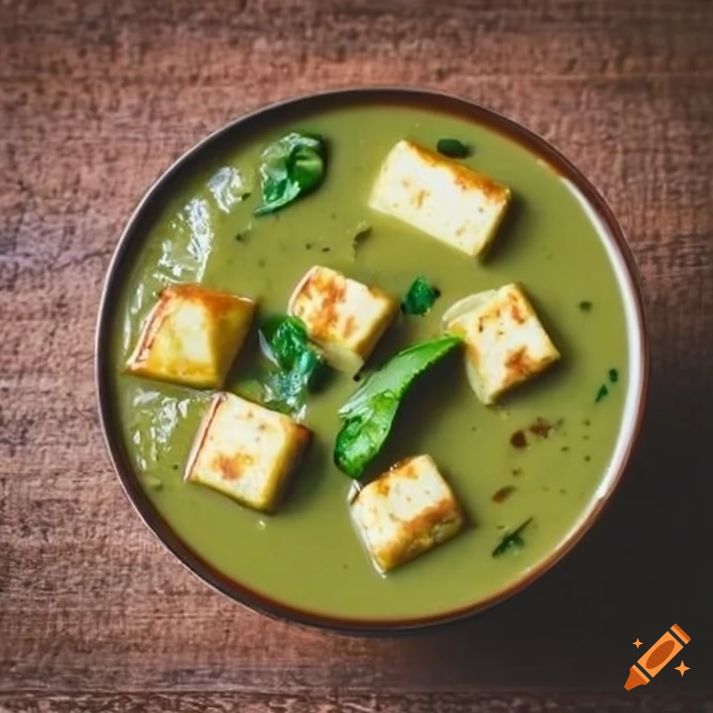 Green gravy with paneer dish